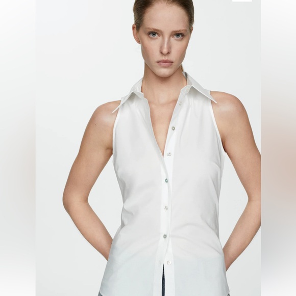 COPY - Mango white button down cotton blouse. ASO Meghan Markle. - Picture 2 of 3